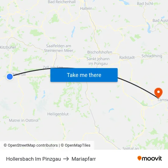 Hollersbach Im Pinzgau to Mariapfarr map