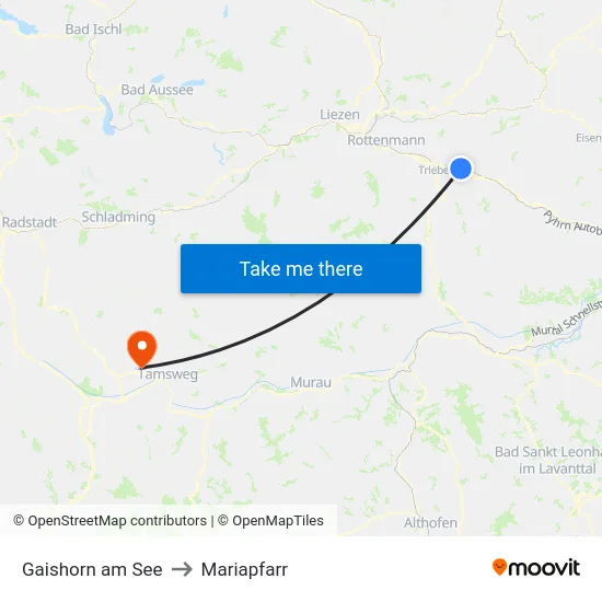Gaishorn am See to Mariapfarr map