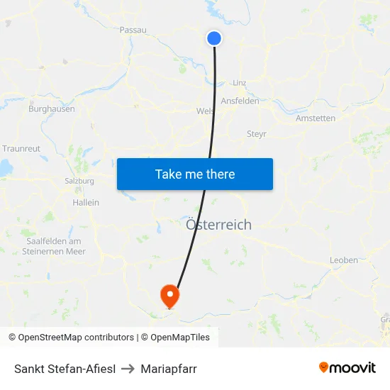 Sankt Stefan-Afiesl to Mariapfarr map