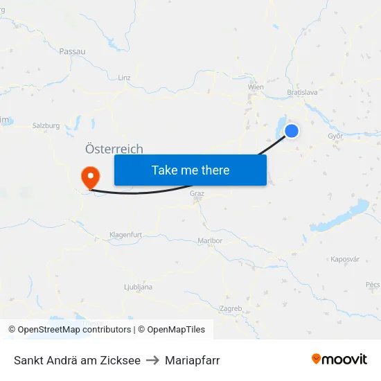 Sankt Andrä am Zicksee to Mariapfarr map