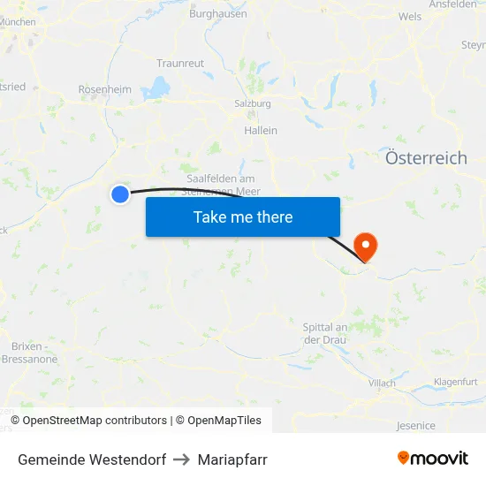 Gemeinde Westendorf to Mariapfarr map