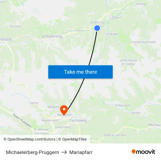 Michaelerberg-Pruggern to Mariapfarr map