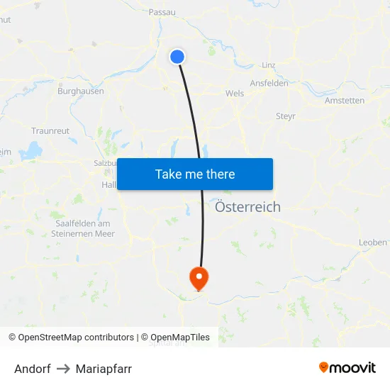 Andorf to Mariapfarr map