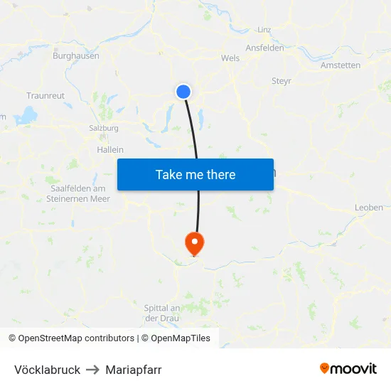 Vöcklabruck to Mariapfarr map