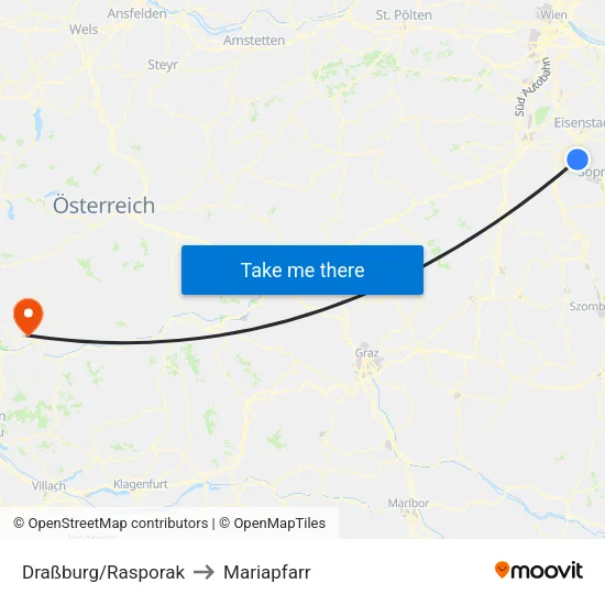 Draßburg/Rasporak to Mariapfarr map