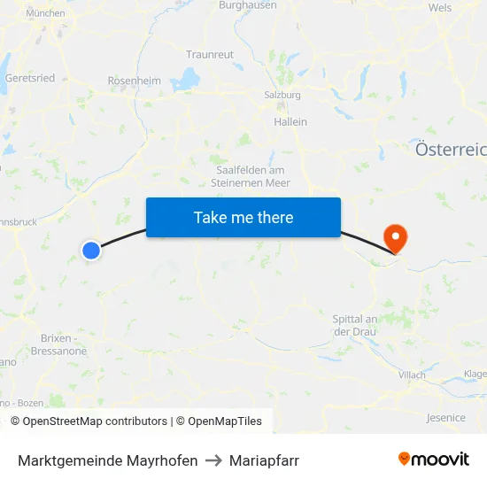 Marktgemeinde Mayrhofen to Mariapfarr map