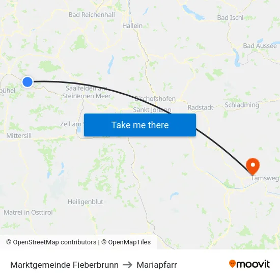 Marktgemeinde Fieberbrunn to Mariapfarr map