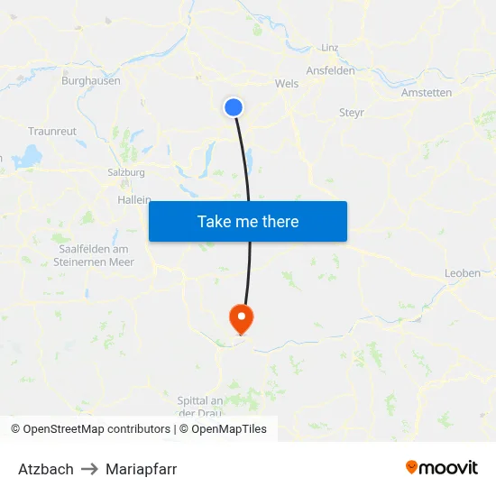Atzbach to Mariapfarr map