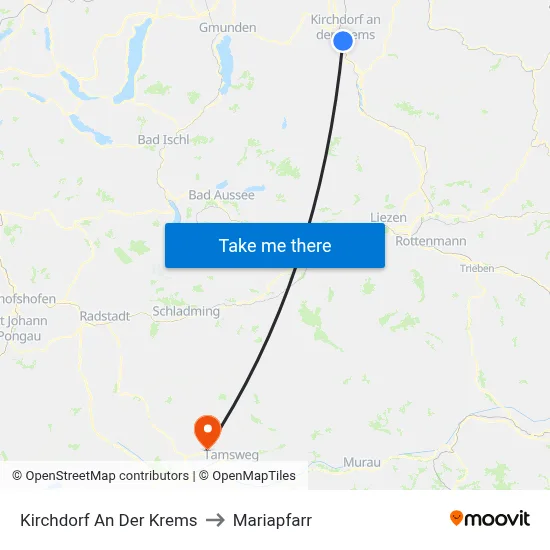 Kirchdorf An Der Krems to Mariapfarr map