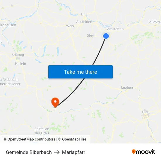 Gemeinde Biberbach to Mariapfarr map
