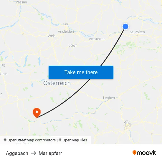 Aggsbach to Mariapfarr map