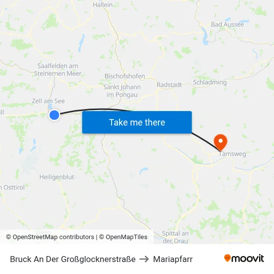 Bruck An Der Großglocknerstraße to Mariapfarr map