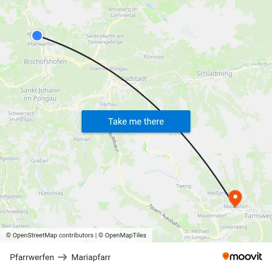 Pfarrwerfen to Mariapfarr map