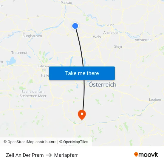 Zell An Der Pram to Mariapfarr map