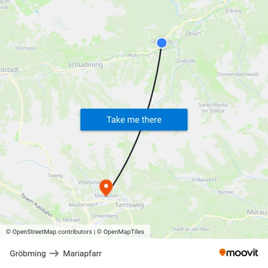 Gröbming to Mariapfarr map