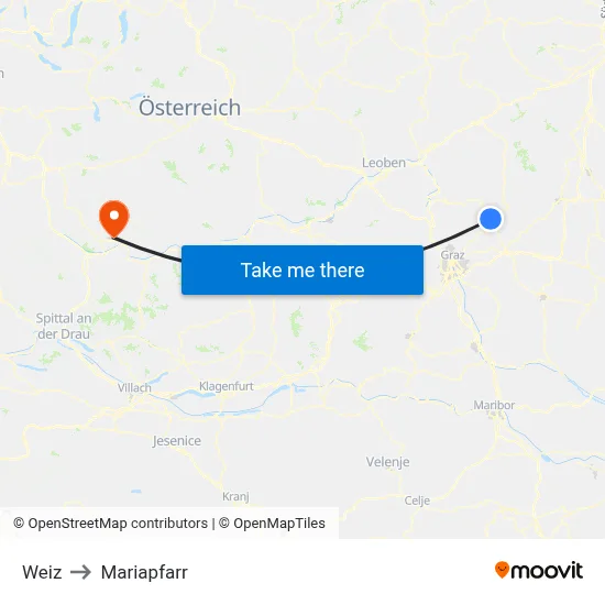 Weiz to Mariapfarr map