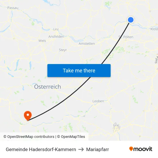 Gemeinde Hadersdorf-Kammern to Mariapfarr map