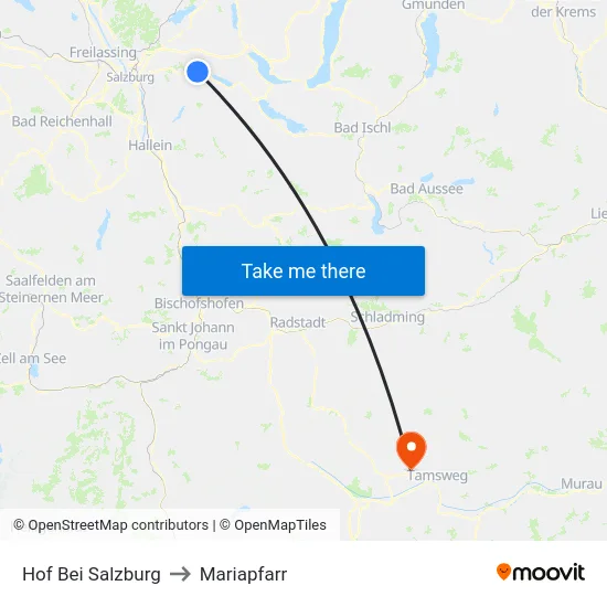 Hof Bei Salzburg to Mariapfarr map