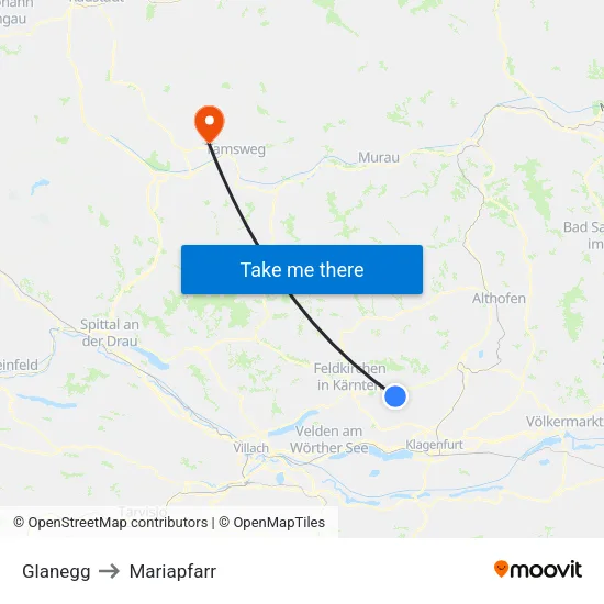 Glanegg to Mariapfarr map