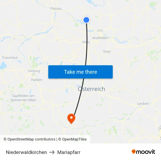 Niederwaldkirchen to Mariapfarr map