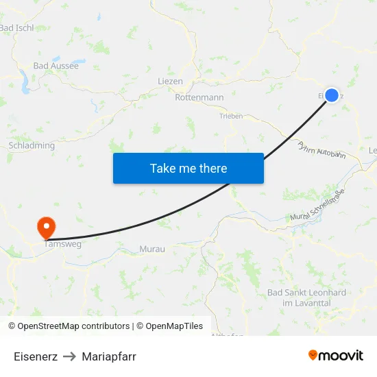Eisenerz to Mariapfarr map