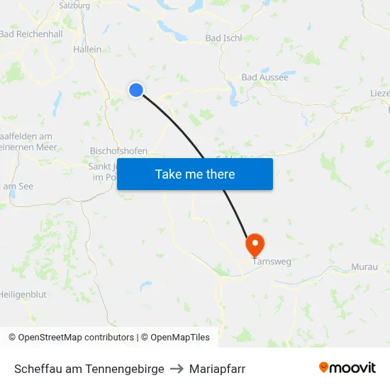 Scheffau am Tennengebirge to Mariapfarr map