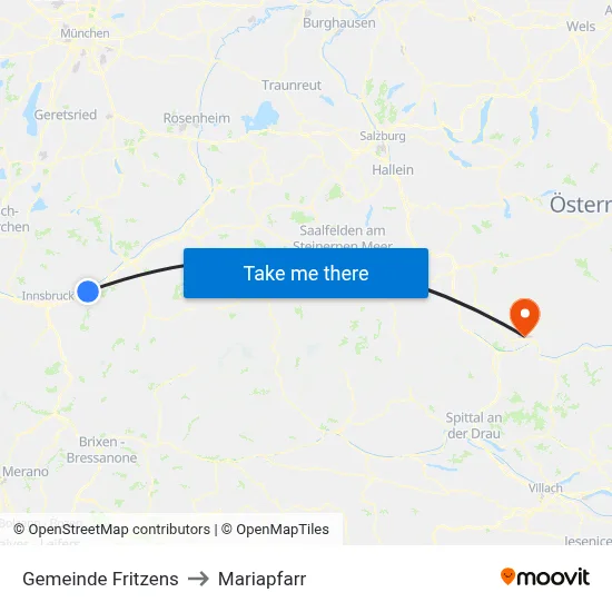 Gemeinde Fritzens to Mariapfarr map