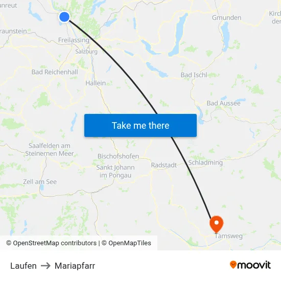 Laufen to Mariapfarr map
