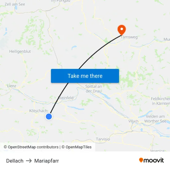 Dellach to Mariapfarr map