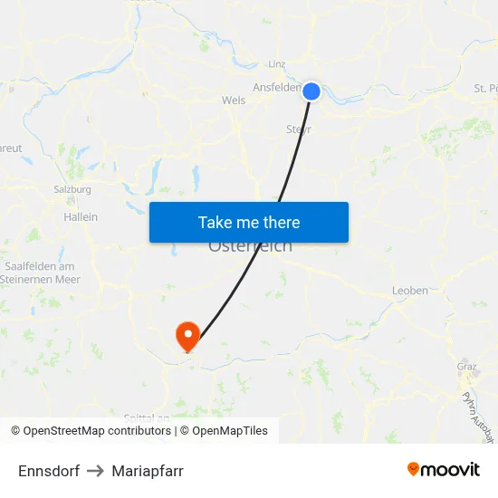 Ennsdorf to Mariapfarr map
