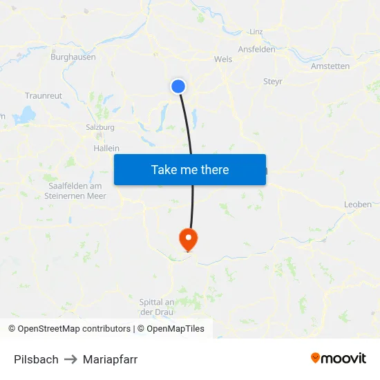 Pilsbach to Mariapfarr map