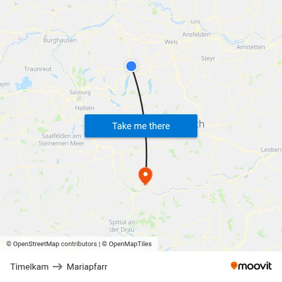 Timelkam to Mariapfarr map