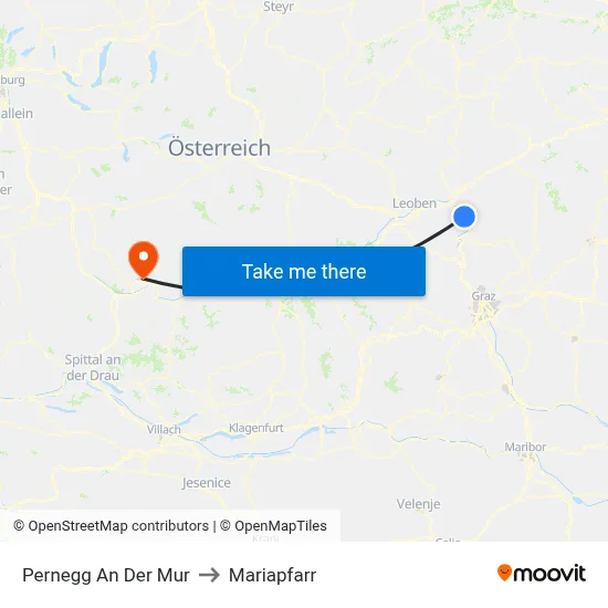 Pernegg An Der Mur to Mariapfarr map