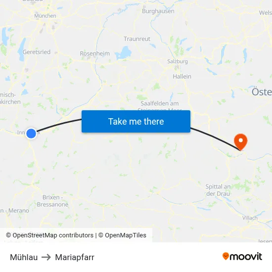 Mühlau to Mariapfarr map