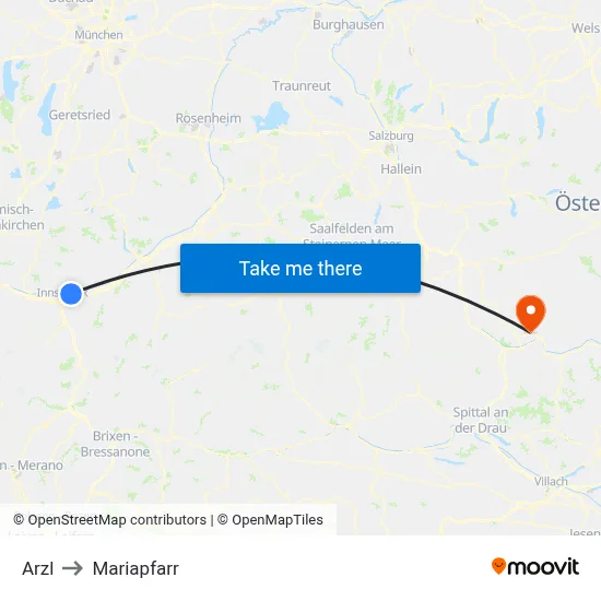 Arzl to Mariapfarr map