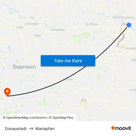 Donaustadt to Mariapfarr map
