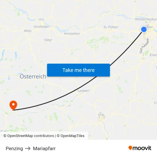 Penzing to Mariapfarr map