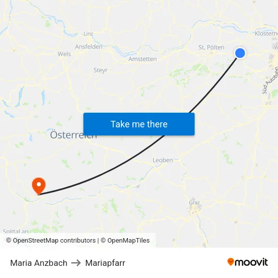 Maria Anzbach to Mariapfarr map