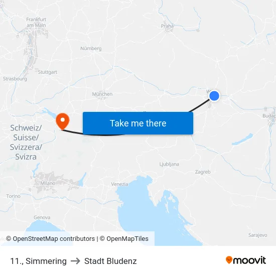 11., Simmering to Stadt Bludenz map