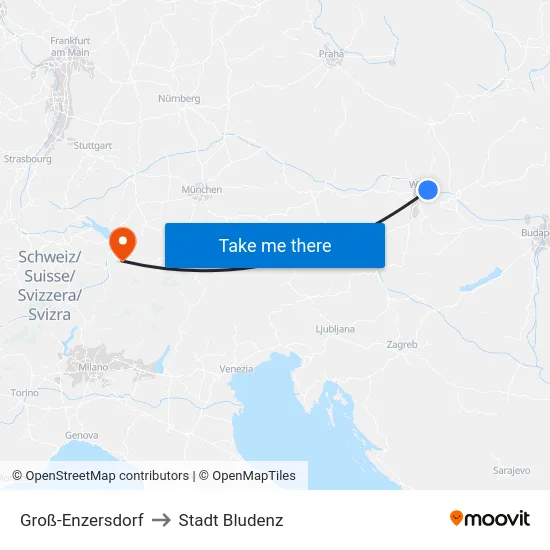 Groß-Enzersdorf to Stadt Bludenz map