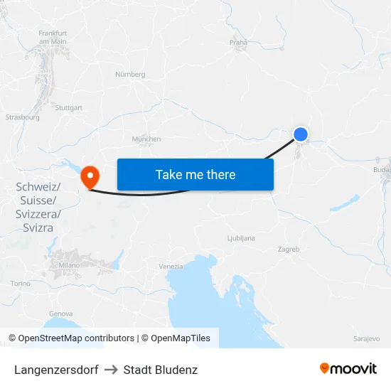 Langenzersdorf to Stadt Bludenz map