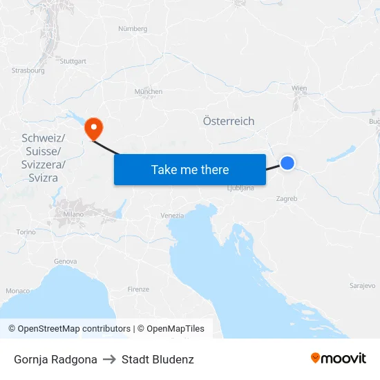 Gornja Radgona to Stadt Bludenz map