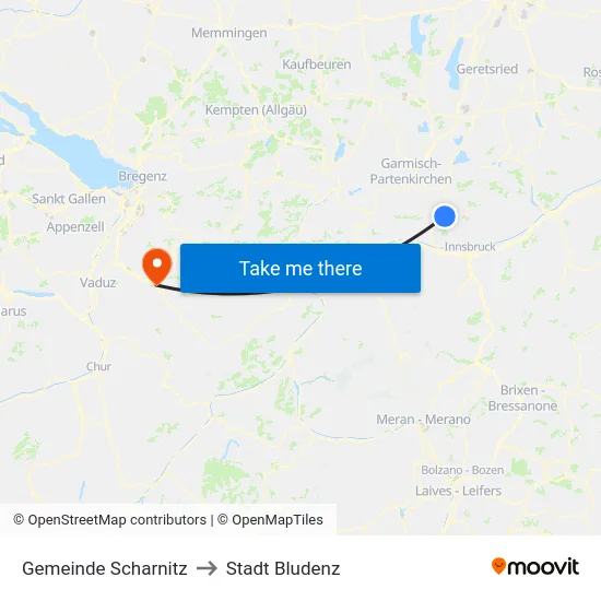 Gemeinde Scharnitz to Stadt Bludenz map