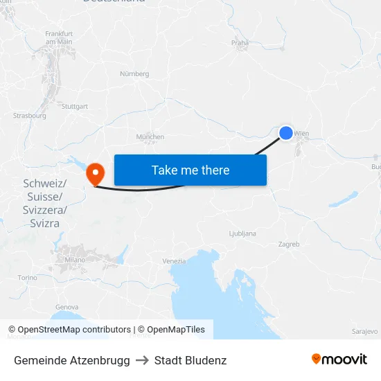 Gemeinde Atzenbrugg to Stadt Bludenz map