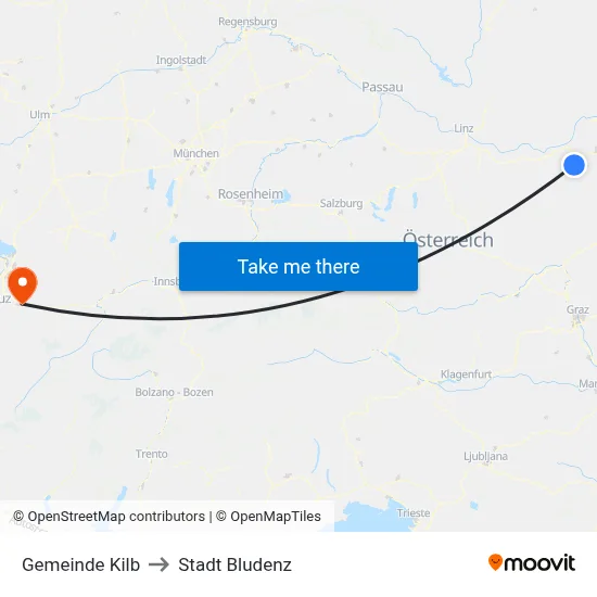 Gemeinde Kilb to Stadt Bludenz map