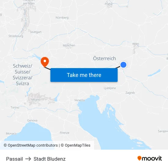Passail to Stadt Bludenz map