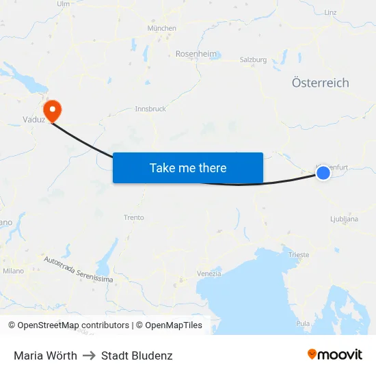 Maria Wörth to Stadt Bludenz map