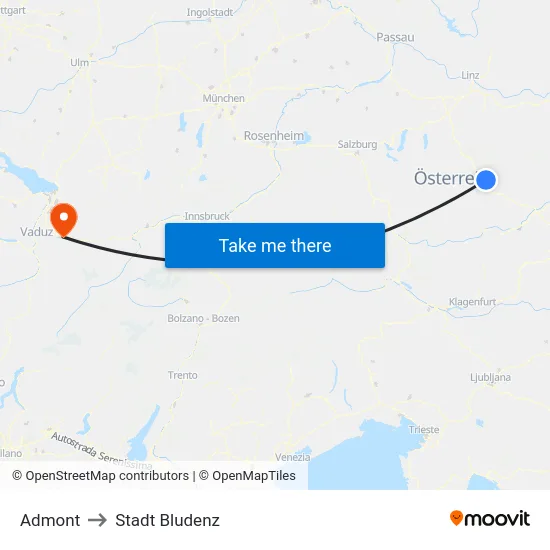 Admont to Stadt Bludenz map