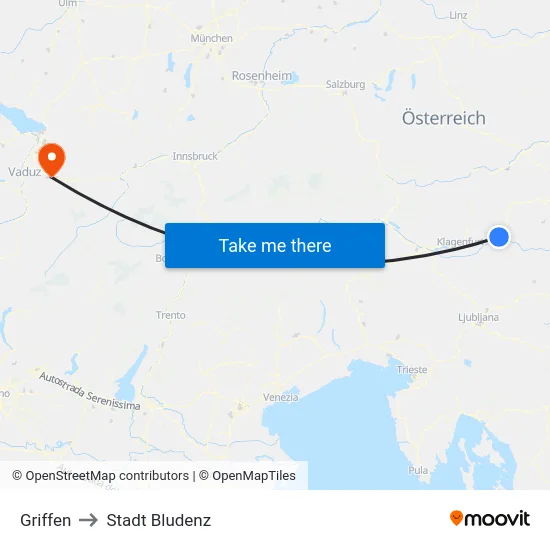 Griffen to Stadt Bludenz map