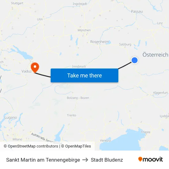 Sankt Martin am Tennengebirge to Stadt Bludenz map